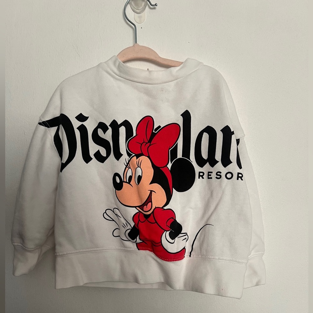 Disney Minnie Mouse White Crewneck Sweatshirt with Red and Black Graphic